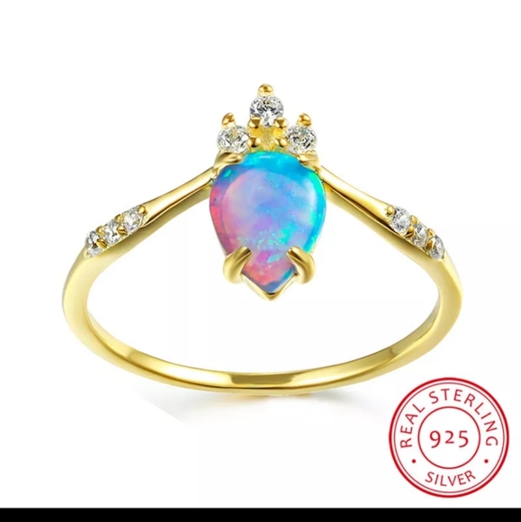 Jewelry Jewelry - SALE!! Vermeil Blue Fire 🔥 Opal Ring